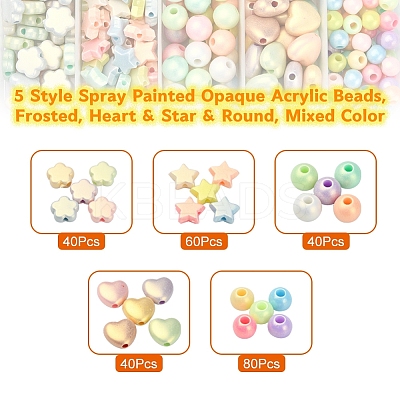 260Pcs 5 Style Spray Painted Opaque Acrylic Beads SACR-YW0001-32-1