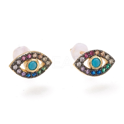 Colorful Cubic Zirconia Horse Eye Stud Earrings ZIRC-SZ0004-32G-1