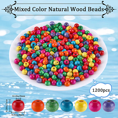 1200Pcs Dyed Natural Wood Beads WOOD-GF0002-13C-1