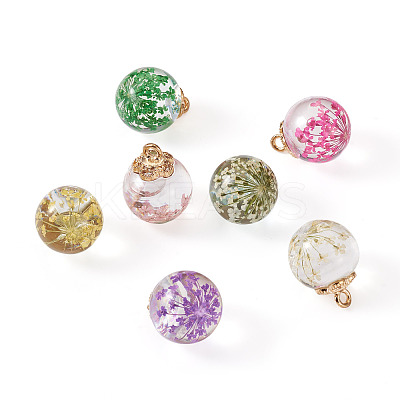 14Pcs 7 Colors Transparent Glass Pendants GLAA-CD0001-06-1