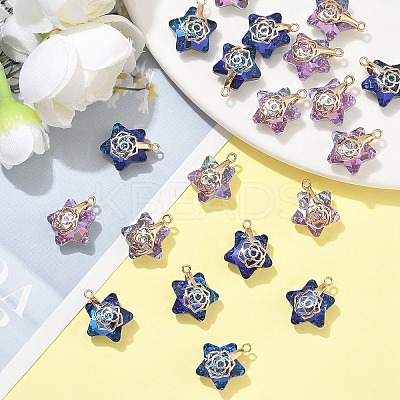20Pcs 2 Colors Electroplate Glass Pendants GLAA-YW0004-53-1