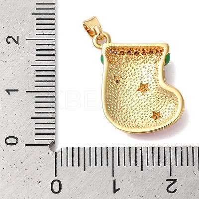 Christmas Theme Rack Plating Brass Cubic Zirconia Pendants KK-K385-119G-04-1