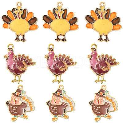 30Pcs 3 Styles Thanksgiving Day Theme Alloy Enamel Pendants ENAM-SC0006-84-1