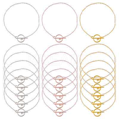 24Pcs 3 Colors 304 Stainless Steel Cable Chains Bracelets for Women BJEW-HS00008-1