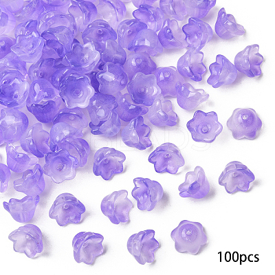 100Pcs Transparent Two Tone Spray Painted Glass Bead Caps GLAA-YW0005-18B-1