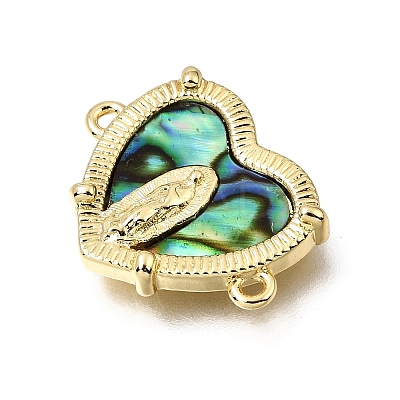 Virgin Mary Theme Brass & Natural Shell Connector Charms SH-CBA7C77-03A-G02-1