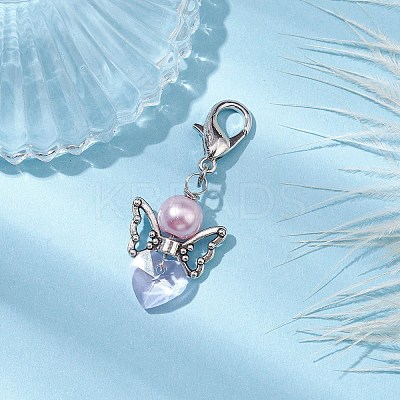 Heart Angel Glass Pendant Decoration HJEW-JM01980-02-1