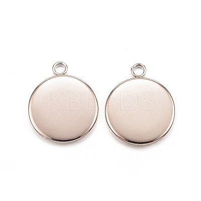 Ion Plating(IP) 304 Stainless Steel Pendant Cabochon Settings LS-X-STAS-G127-13-12mm-RG-1