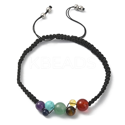 Natural & Synthetic Mixed Gemstone Braided Bead Bracelet BJEW-TA00335-1