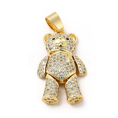 Rack Plating Brass Micro Pave Cubic Zirconia Pendants KK-E072-29G-1