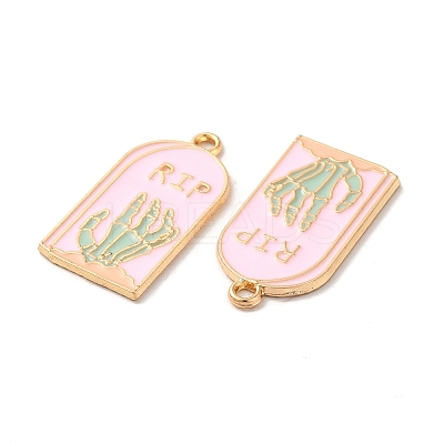 Light Gold Plated Alloy Enamel Pendants ENAM-L040-005KCG-02-1