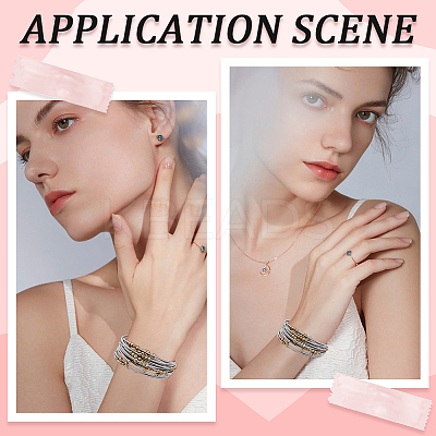 16Pcs Stainless Steel Satellite Chains Stretch Bracelet for Women BJEW-SP0001-16B-1