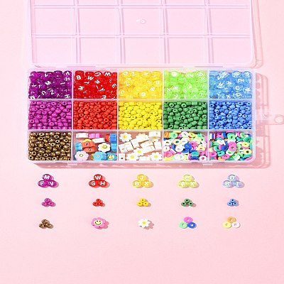 Rainbow Color DIY Glass Seed & Acrylic & Handmade Polymer Clay Beads Bracelet Making Kits DIY-FS0007-74-1