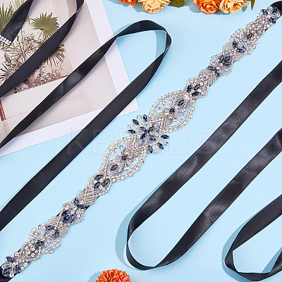 Flower Full Crystal & Montana Rhinestone Handmade Bridal Belts for Wedding Dresses AJEW-WH20006-233A-01-1