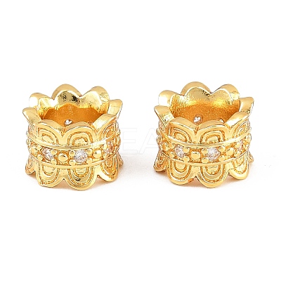 Brass Micro Pave Clear Cubic Zirconia European Beads CU-CBA6A75-17G-1