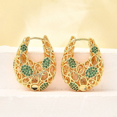 Bag Brass Micro Pave Cubic Zirconia Hoop Earrings EJEW-B148-06G-1