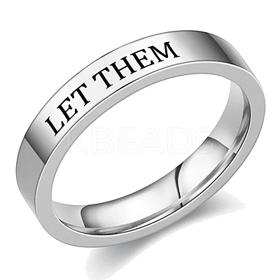Word Let Them 201 Stainless Steel Finger Rings FS-WGDEB2A-04-1