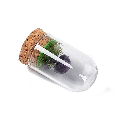 Natural Mixed Stone Mushroom Display Decoration with Glass Dome Cloche Cover G-E588-03-1