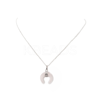 Natural Rose Quartz Geometry Pendant Necklace NJEW-JN04239-06-1
