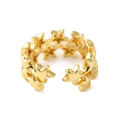 Star Brass Open Cuff Rings for Women RJEW-A048-22G-1