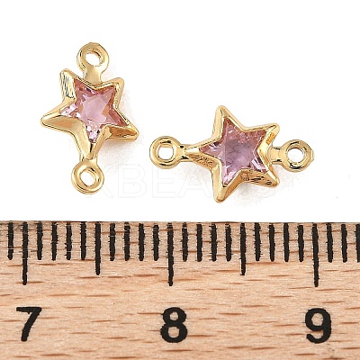 SHEGRACE Brass Pave Cubic Zirconia Star Connector Charms XGRQ2O351-441B-G-1