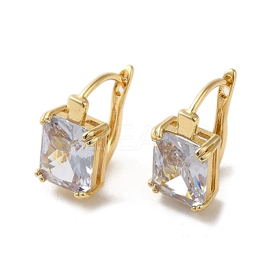Golden Brass Micro Pave Cubic Zirconia Hoop Earrings EJEW-C073-05D-G-1