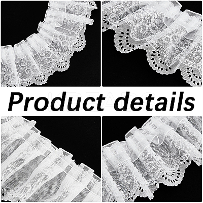 3-Layer Pleated Chiffon Flower Lace Trim OCOR-GF0003-26B-1
