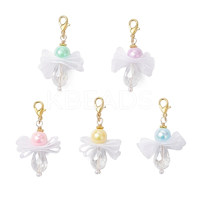 5Pcs Angel Glass & Acrylic Pendant Decorations HJEW-JM04180-02-1