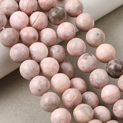 Natural Pink Zebra Jasper Beads Strands X-G-P231-01-10mm-1