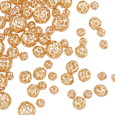 120Pcs 3 Styles Brass Hollow Beads KK-HY0001-70-1