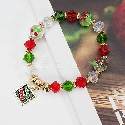 Square with Fruit Alloy Enamel Charm Bracelets FS-WG009BC-02-1