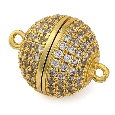 Brass Micro Pave Clear Cubic Zirconia Magnetic Clasps KK-A230-02B-G-1