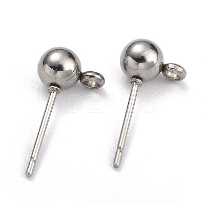 304 Stainless Steel Ball Post Stud Earring Findings X-STAS-Z035-01P-H-1