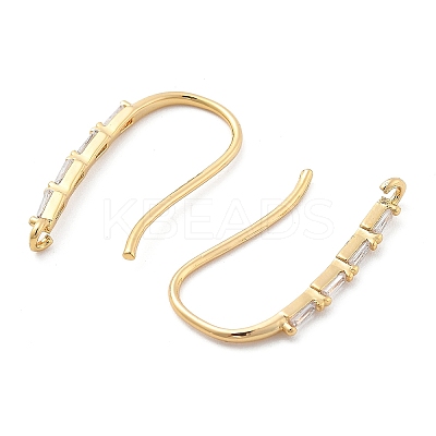 Brass Micro Pave Clear Cubic Zirconia Earring Hooks KK-G516-04G-1