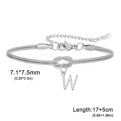 304 Stainless Steel Initial Charm Bracelets FS-WGD8E41-51-1