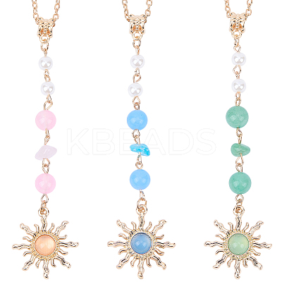 3Pcs 3 Colors Zinc Alloy Sun Pendant Decorations AJEW-SC0031-24-1