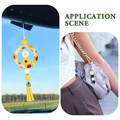 DIY Sunflower Iron Beadable Bar Keychain Making Kits DIY-TA0010-21-1
