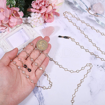 Rhinestone & Alloy Beaded Chains Neck Strap for Eyeglasses AJEW-WH0609-307KCG-1