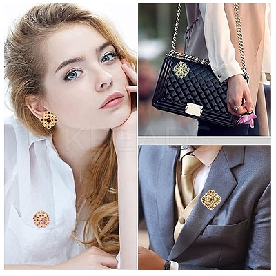 12Pcs Exquistie Rhinestone Brooch JEWB-YW0001-03-1
