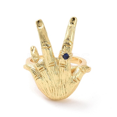 Cubic Zirconia Hand Open Cuff Ring RJEW-G270-02G-03-1