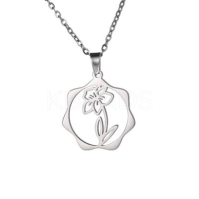 Non-Tarnish 304 Stainless Steel Pendant Necklaces PW-WG57218-12-1