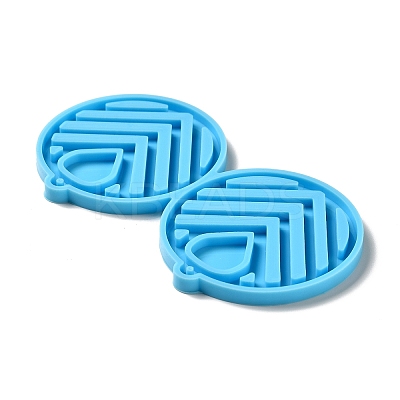 DIY Hollow-out Flat Round Pendant Silicone Molds DIY-I099-37-1