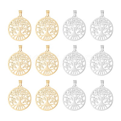 12Pcs 2 Colors 201 Stainless Steel Pendants STAS-UN0053-69-1