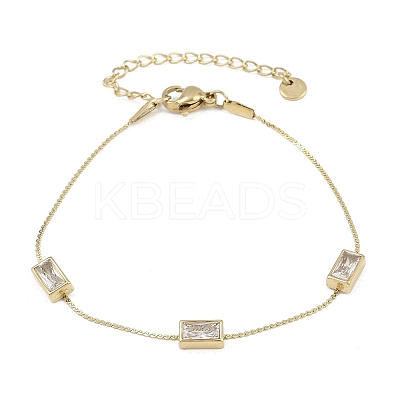304 Stainless Steel Micro Pave Cubic Zirconia Link Chian Bracelets for Women BJEW-K291-04G-1