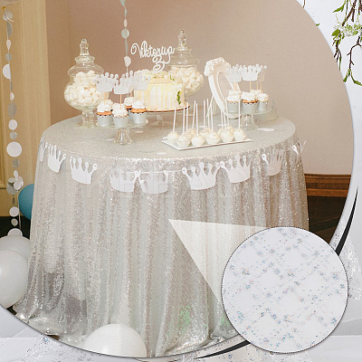 Sequin Polyester Lace Fabric DIY-WH0622-147B-1