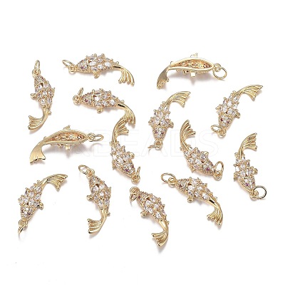 Brass Micro Clear Cubic Zirconia Pendants ZIRC-F120-044G-1