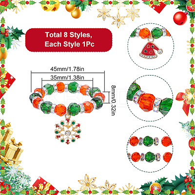 Christmas Theme Glass Beaded Napkin Rings AJEW-SC00029-1