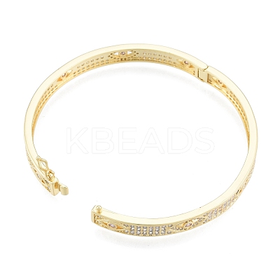 Cubic Zirconia Horse Eye Hinged Bangle BJEW-G651-07G-02-1