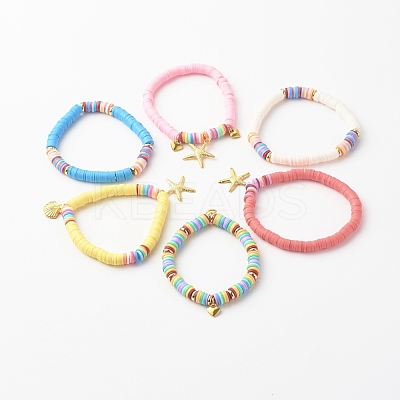 Handmade Polymer Clay Heishi Beads Stretch Bracelets BJEW-JB0001-CPQ-1