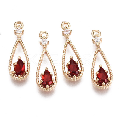 Brass Micro Pave Cubic Zirconia Pendants X-KK-R111-003-A02-1